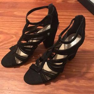Vince Camuto black strapping heels